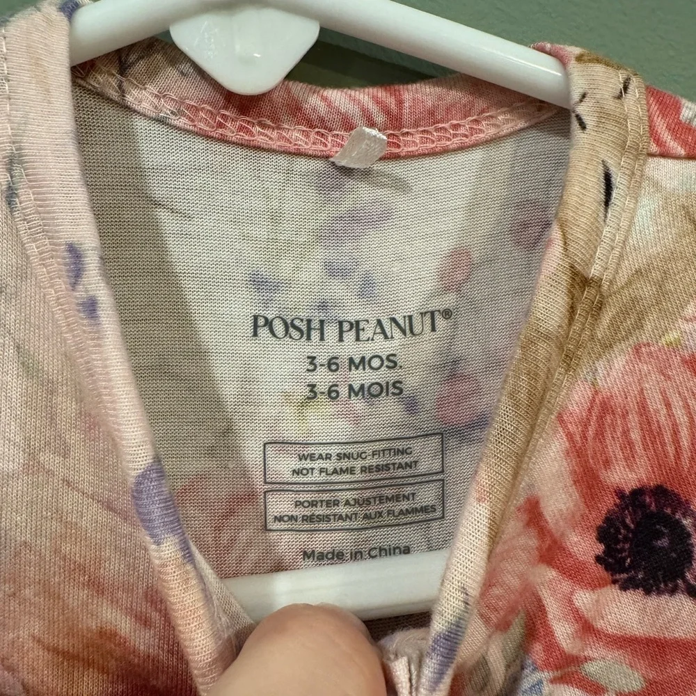 Posh Peanut Pink Floral Bunny Footie Pajamas size 3-6 months